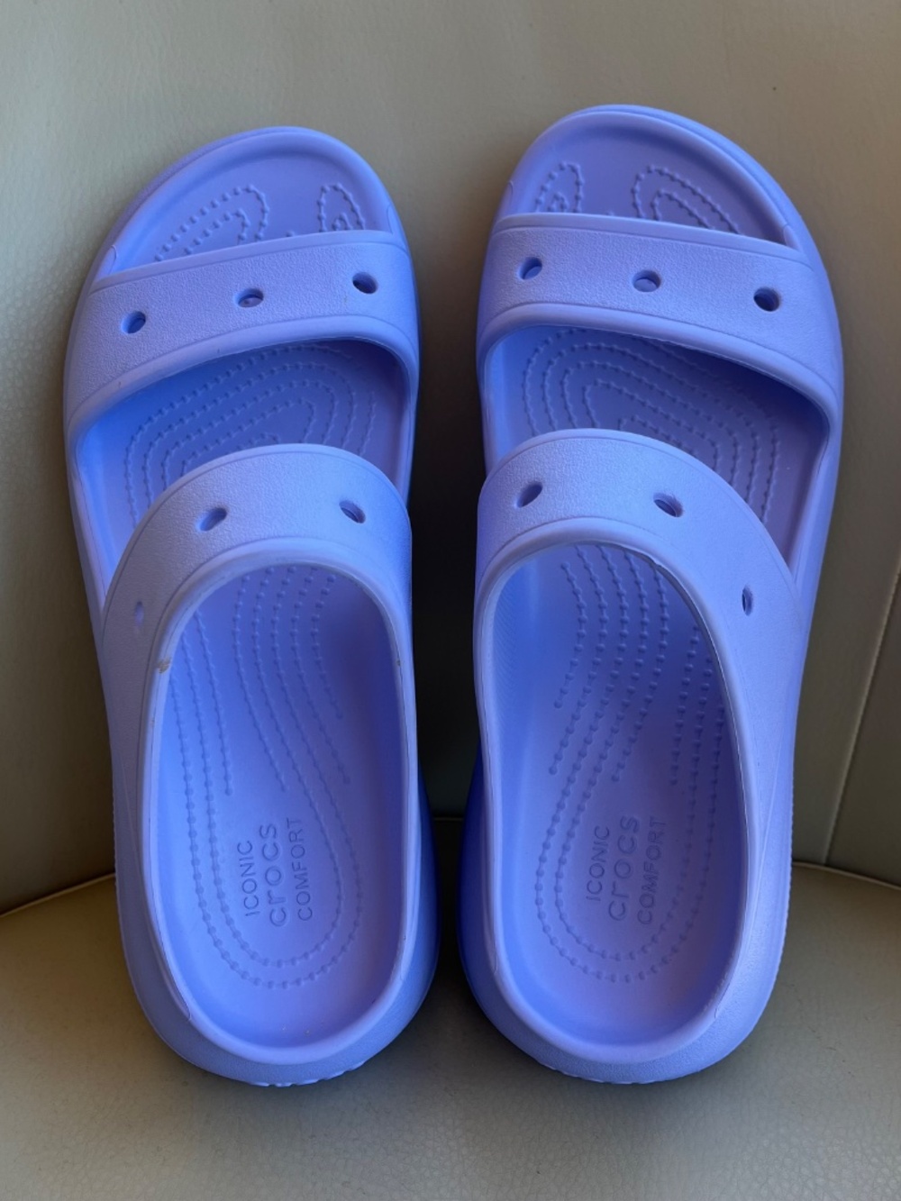 Crocs Classic Crush Platform Slides Sandals W10 M8 Lavender 2.5" Heel Comfort - Picture 3 of 10